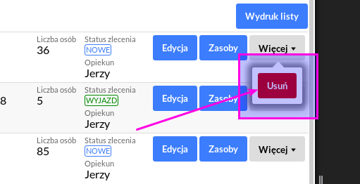 Jak mogę usunąć trasę z jednego dnia pochodzącą z Linii?