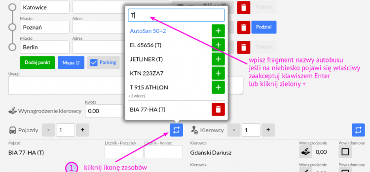 Nowy dodatkowy mechanizm przypisywania autobusów i kierowców w trasach