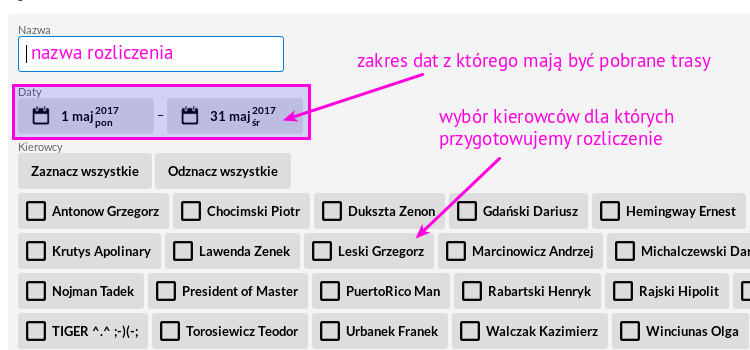 Jak utworzyć nowe rozliczenie z kierowcami?