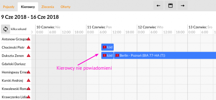 Kierowca „doprowadzający” jak to zrobić wykorzystując kilka dostępnych funkcji w PlanBus.pl