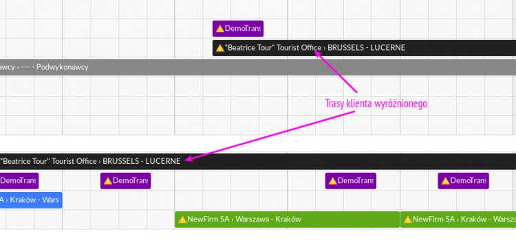 Trasy ważnego Klienta wyróżnione w kalendarzu