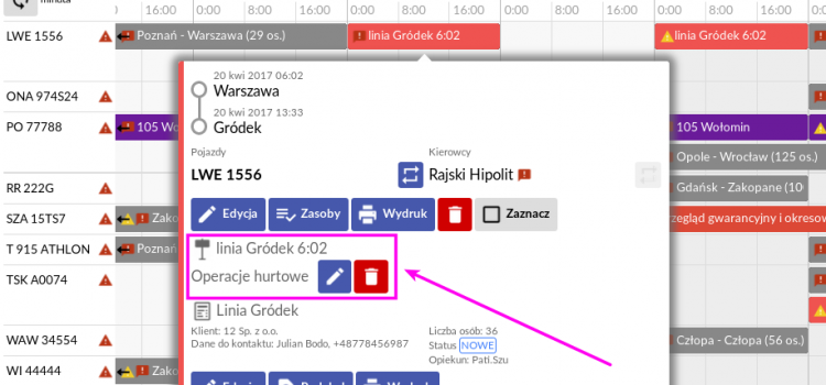 Hurtowa edycja tras liniowych z widoku Kalendarza!