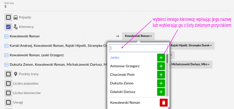 Jak szybko przepisać trasy kierowcy, który jest na chorobowym?