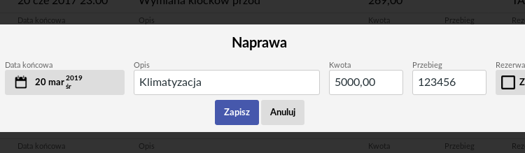 Naprawa pojazdu i zestawienie napraw