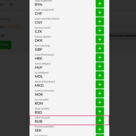 Dodatkowe waluty w PlanBus