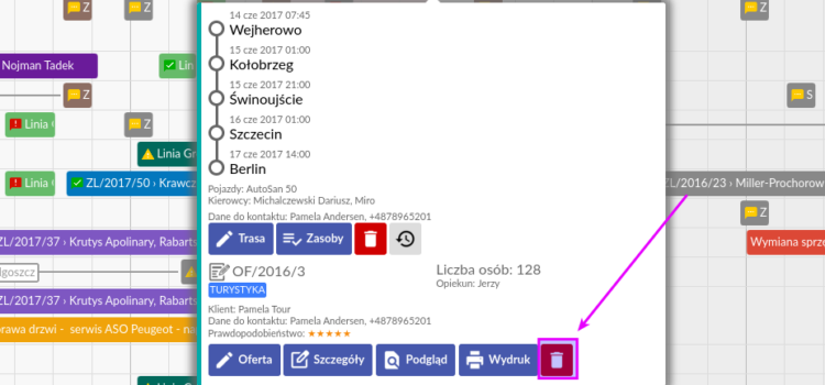 Kasowanie Ofert i Zleceń wprost z kalendarza