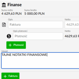 Dodaliśmy pole Uwagi w sekcji Finanse