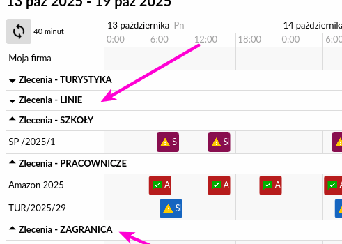 Kalendarz zleceń – nowy podział na kategorie zleceń Kalendarz zleceń – nowy podział na kategorie zleceń