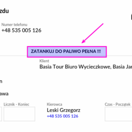 Stałe 'Uwagi” na wydrukach dla kierowców