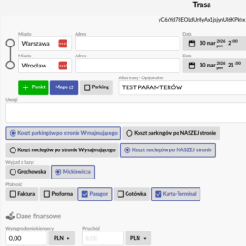 Parametry organizacyjne w trasie